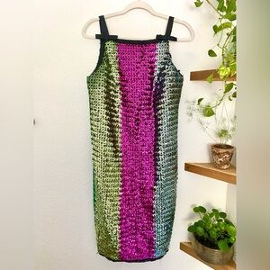 -sold- Vintage 1960s Jr. Theme Sequin Bow Mod Sheath Dress